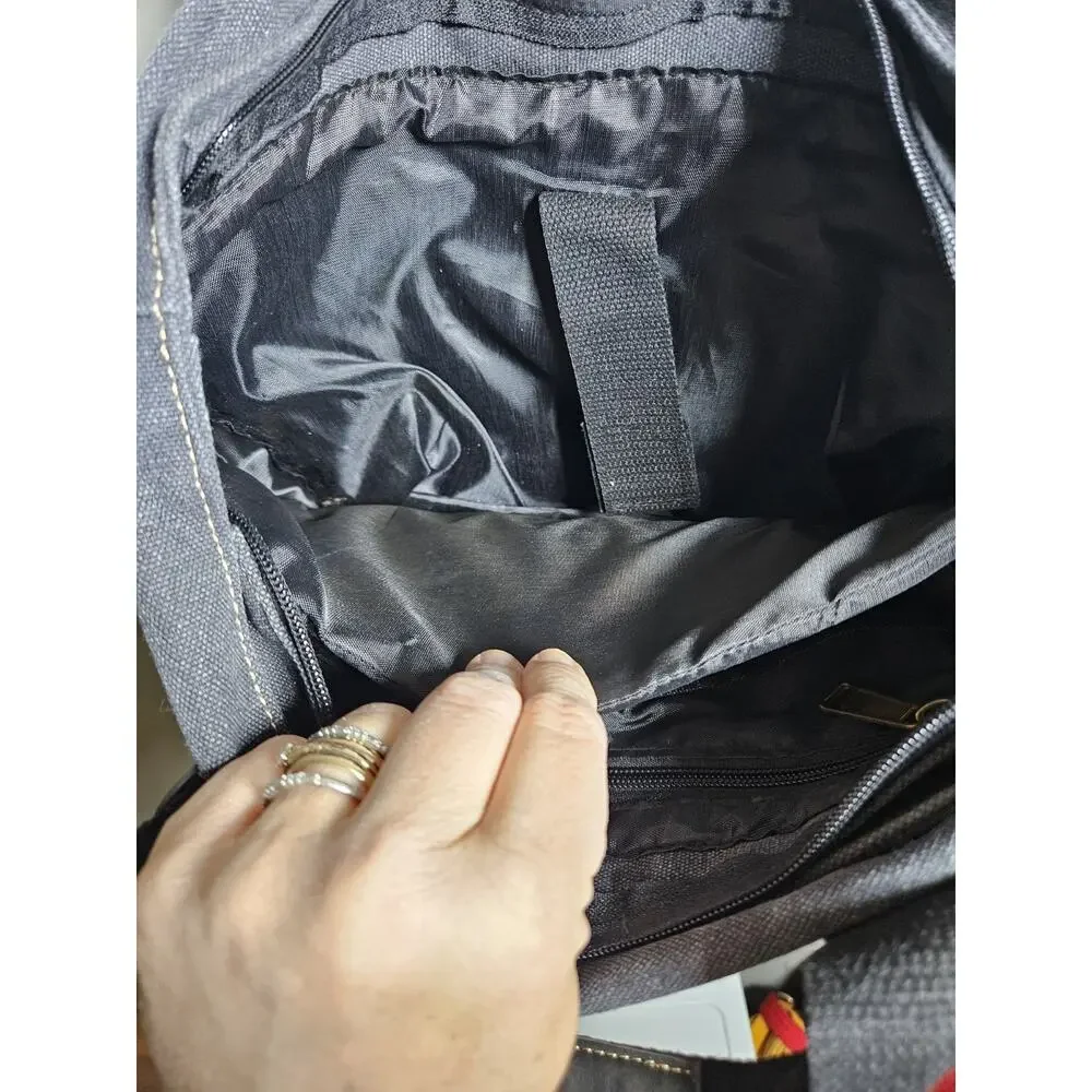 Gray Canvas Shoulder/Messenger Laptop/Book Bag w/ Adjustable Strap Fits 13-14 in